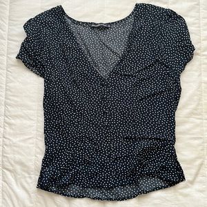 Abercrombie polka dot button up top